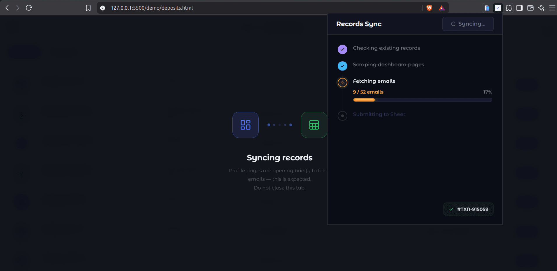 Records Sync data flow diagram